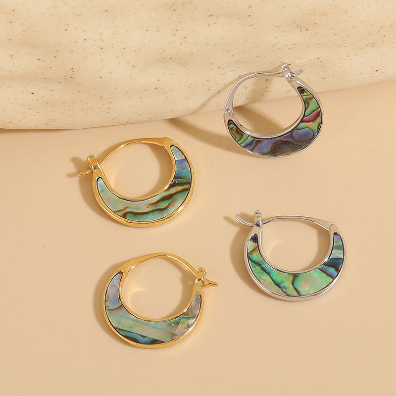 Wholesale Shell Moon Simple Copper Plated 14K Real Gold Earrings